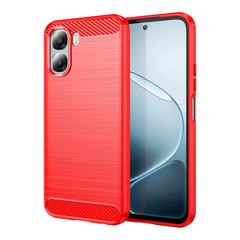 

For Cover Oppo A6x Case For Oppo A6x Anti-knock Shockproof Soft TPU Silicone Carbon Fiber Back Case For Oppo A6x Case 6.75 inch Oppo A6x 5G Global червоний