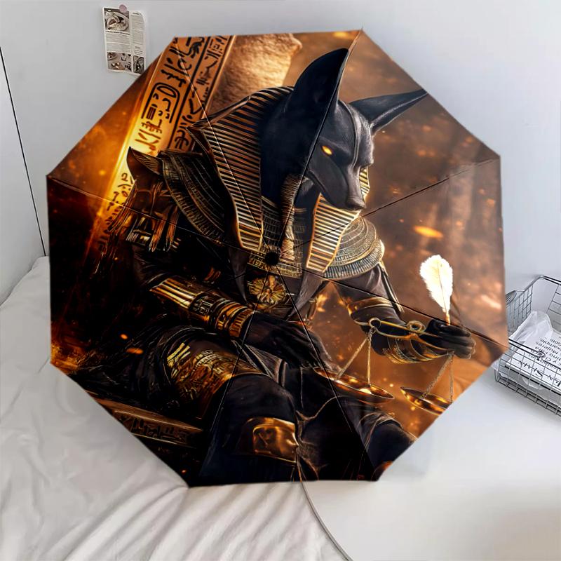 1PC Anubis Umbrella Portable Folding Umbrella Iron Frame Hole Bone Structure Outdoor Home Umbrella A11