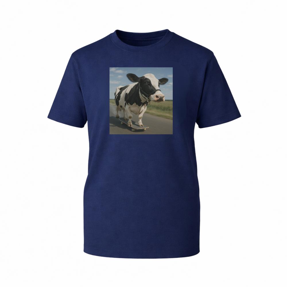 Funny Cow Graphic TShirt Retro Style Cow On Skateboard Meme Unisex Gift TTop S