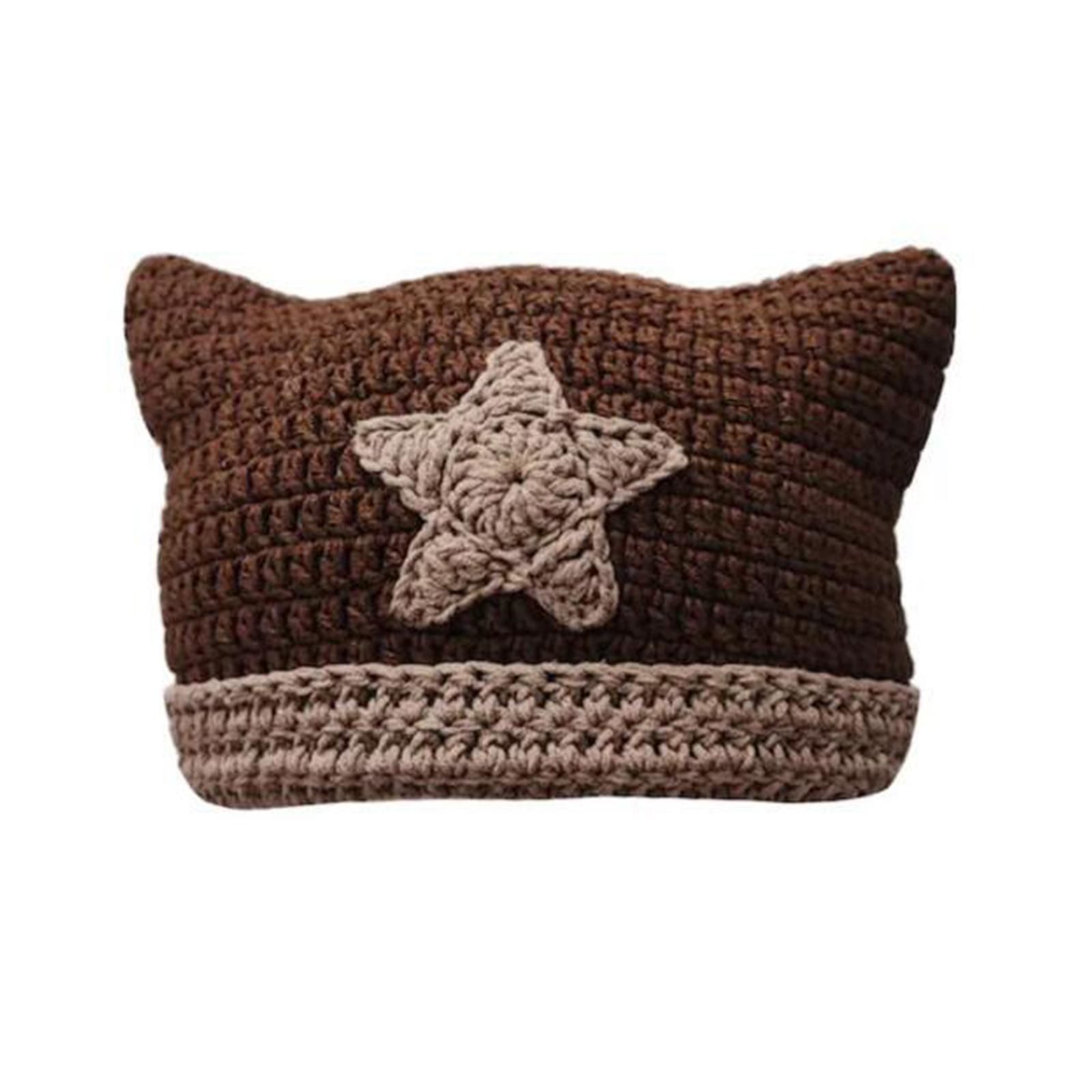 

Fashion Beanie Hat for Women Girls Cat Ear Knit Hat Lovely Anime Skull Hat Y2K Star Crochet Bonnet Hat Punk Headdress C1