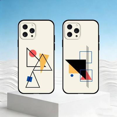 Coque de téléphone Peinture d'art géométrique Pour iPhone 17,16,15,14,13,12,11 Plus,Pro Max,SE4 Housse Souple en Silicone Noir