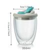 1pc 350Ml Double Wall Insulated Milk Coffee Cup With Leak-Proof Lid Transparent Tumbler Portable Water Cup Juice Mug Dinkware