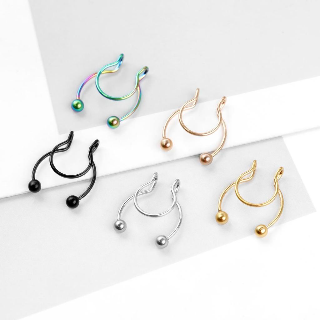 Trendy European & American No-Piercing Horseshoe Nose Clip Jewelry