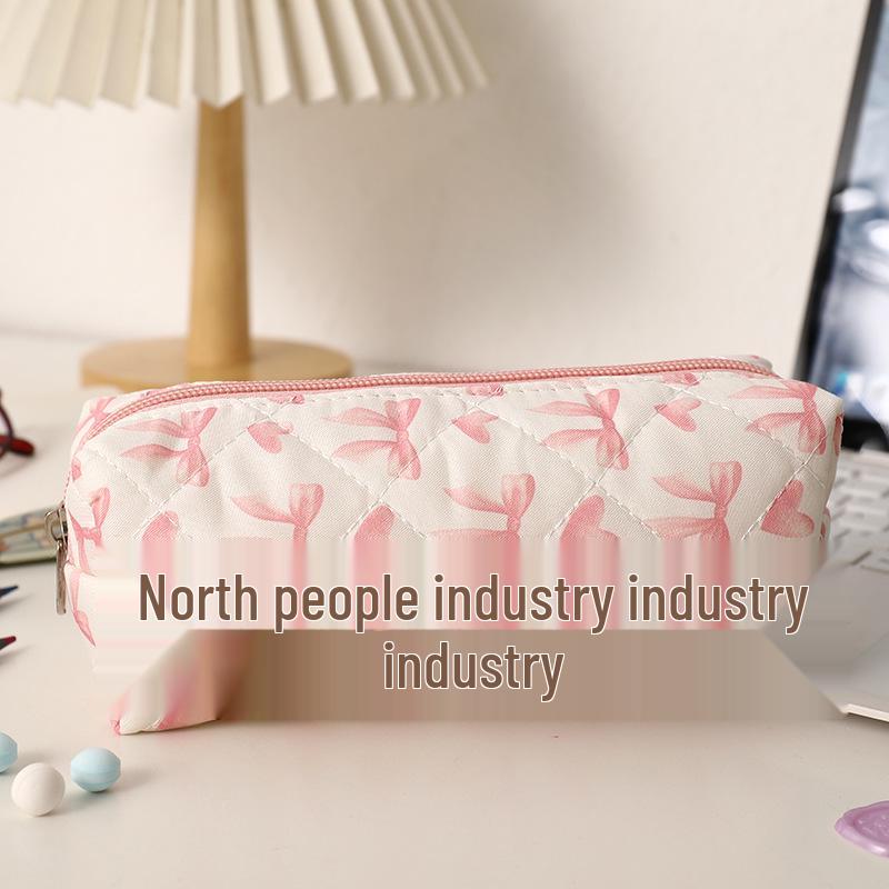 Large Capacity Cute Bow Flower Pencil Case - Stylish Student Stationery Bag