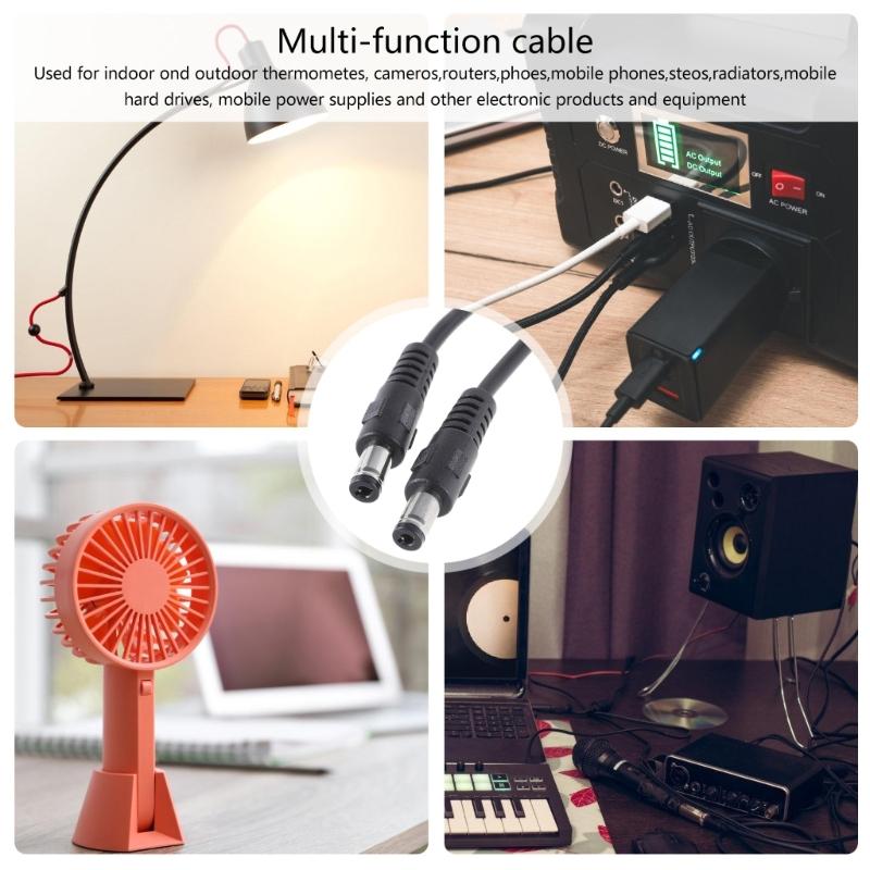 DC5.5x2.1mm Splitter Power Cable 18AWG Male to 2 Male Connectors for Security Cameras, LED Lights 30CM