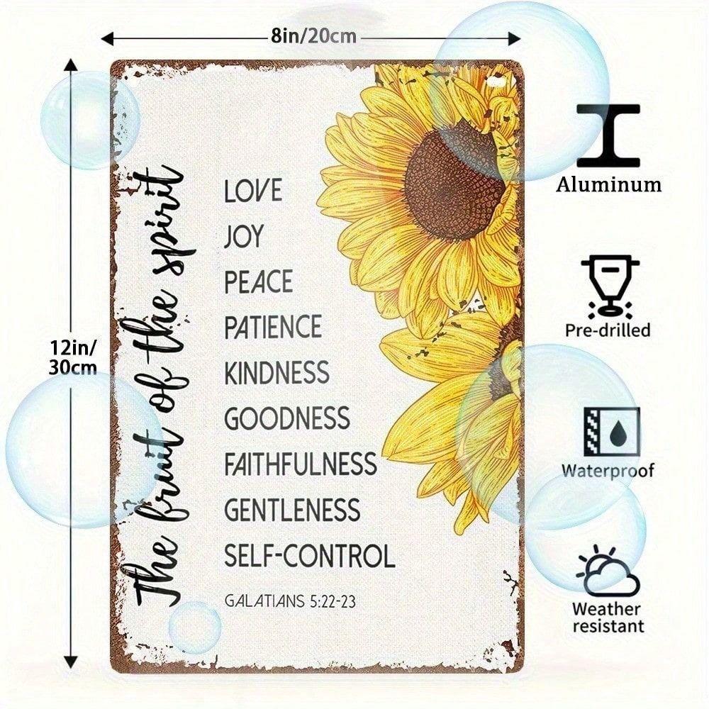 Poster Metallico Girasole Versetto Biblico Galaziano Arte Murale Cristiana Regalo per la Casa