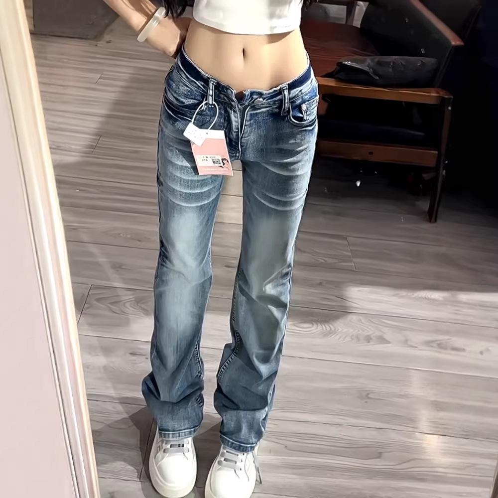 Women's Retro Low-Waist Micro-Flare Jeans - Versatile, Loose Fit for Spring/Autumn 2026