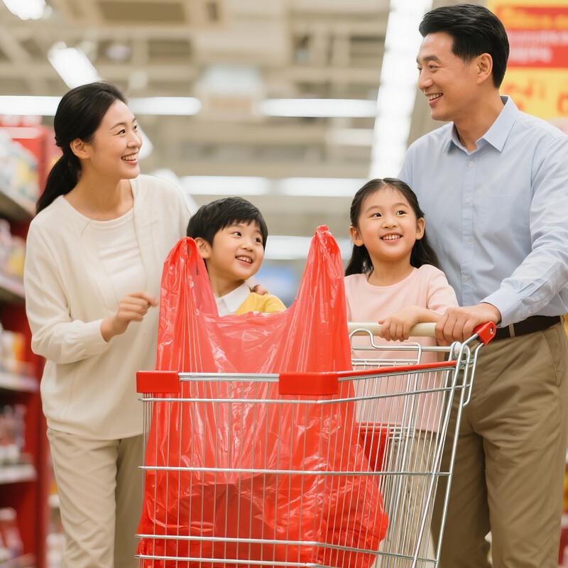 Red Thickened Vest-Style Plastic Shopping Bags