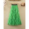 Elastic Waist Ruffled Half Length Skirt Elastic Waist Frill Half Length Long dress