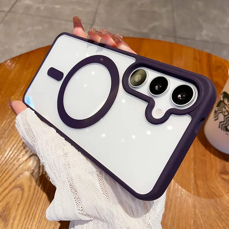 Luxury Magsafe Wireless Charge Case for Samsung Galaxy S25 Edge S22 S23 Plus S24 Ultra FE Clear Colour Magnetic Bumper Cover