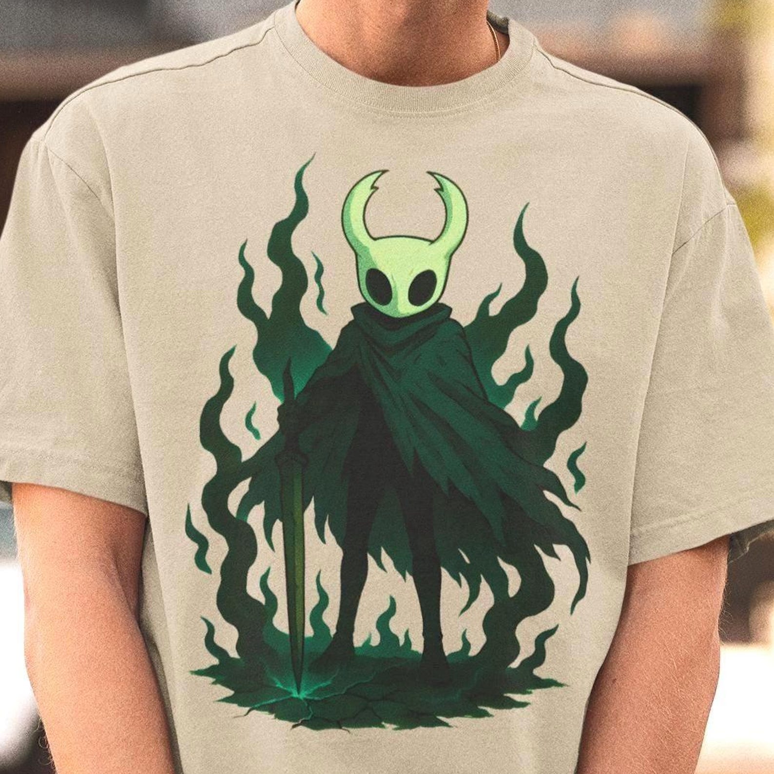 Hollow Knight Fire & Smoke Art Tee, Dramatic Game Illustration Shirt 3XL