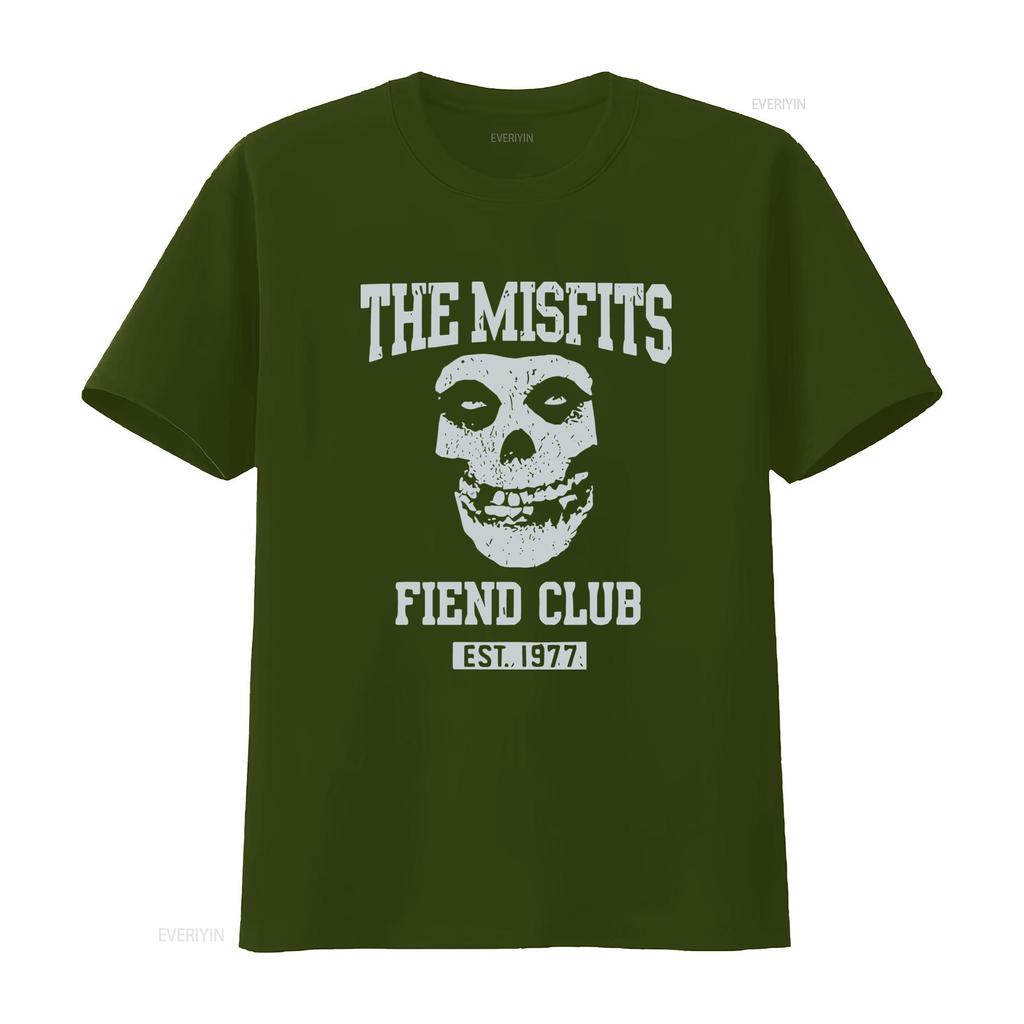 Misfits Fiend Club Mens Black T Shirt Long or s Est 1977 Skull Print vintage Washed designer clothes Breathable graphic Soft