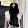 Korean Real Rex Rabbit Fur Whole Leather Woven Scarf Double-sided Thickened Warm Scarf Cute Ball Fur Collar Children