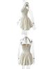 European & American Summer Pleated Backless Lace-up One-Shoulder Princess Dress