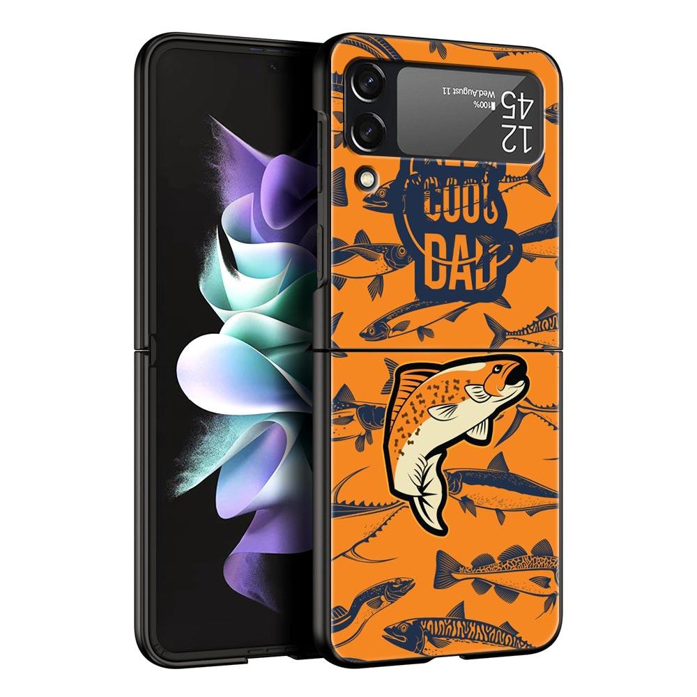 Hunting Fishing Man Hard PC Phone Case For Samsung Galaxy Z Flip 7 6 5 4 Black Cover For Galaxy Z Flip 3 Foldable Fundas Shell