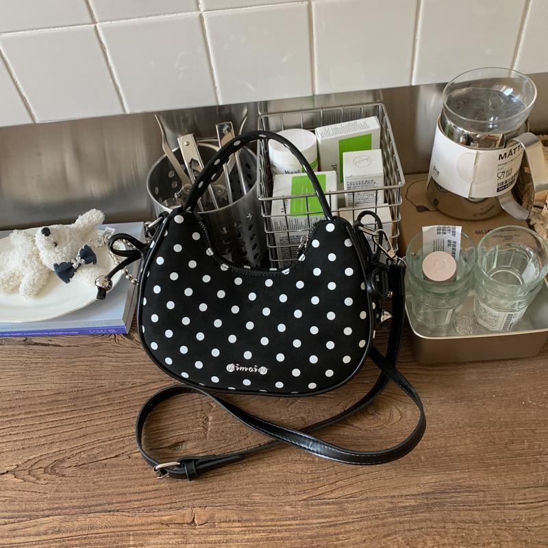 

2025 autumn new retro French polka dot bow hand bag high value fashion messenger handbag bag women