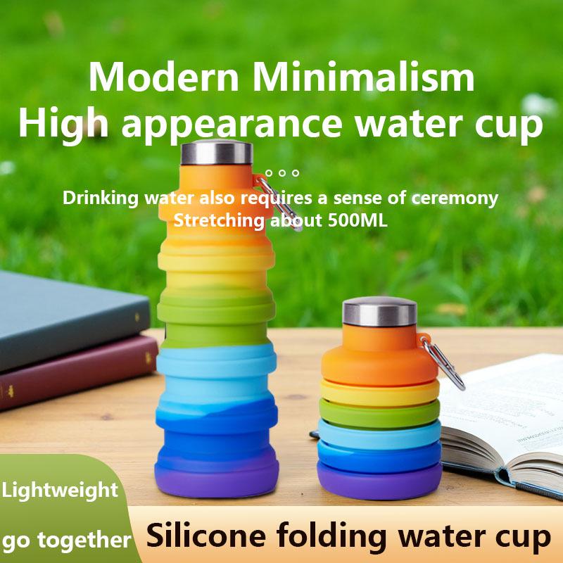 Silicone Folding Water Cup 500ml - Large Capacity Sports Outdoor Kettle