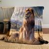 Majestic Lion In Serene Landscape Patterned Blanket, Flannel, Suitable for All Seasons, Home Decor, Warm and Cozy