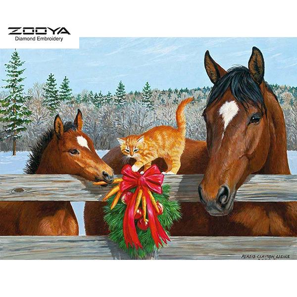 

ZOOYA DIY 3D круглая алмазная картина животное 2 лошадь вышивка крестиком домашний декор