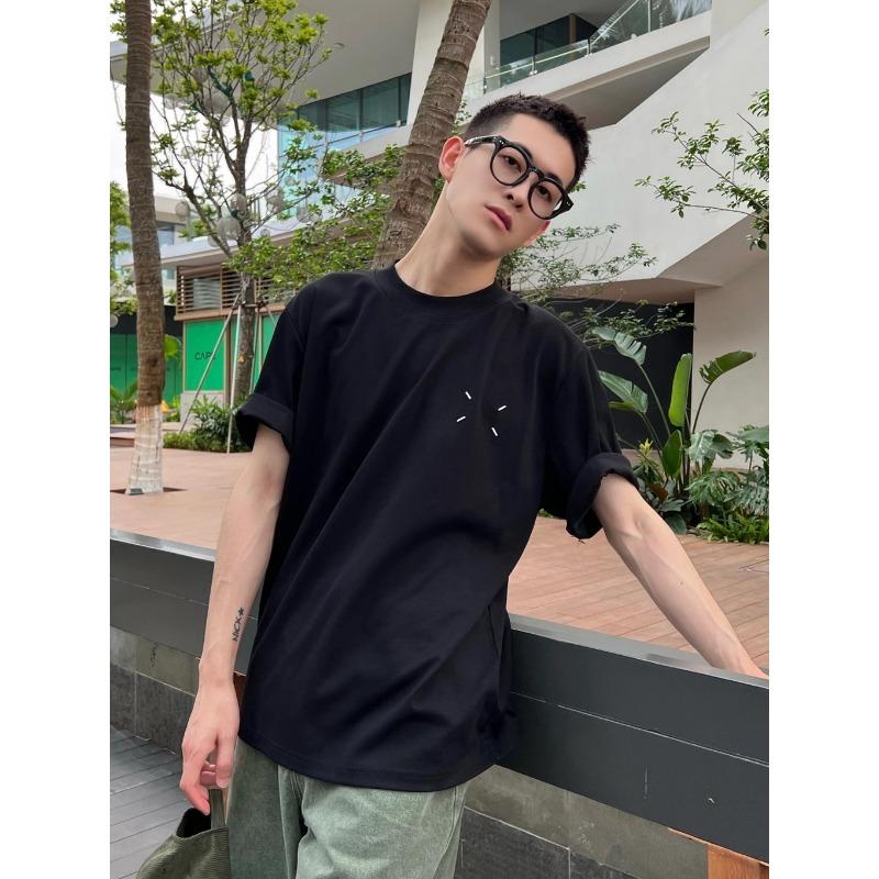 

Летняя хлопковая футболка в минималистском стиле с круглым вырезом и коротким рукавом, мужская свободная и простая повседневная футболка с коротким рукавом с принтом, черный топ 3XL