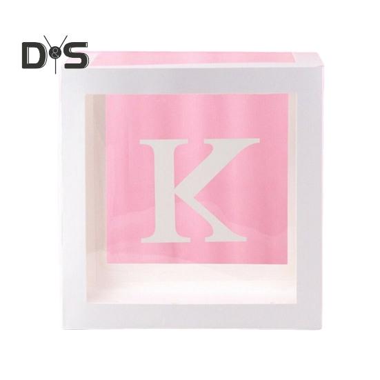 Balloon Box Reusable Clear Paper Box with Letter Stackable DIY Assembly 25 X 25cm Cube Box for Graduation Wedding Birthday Party Decor