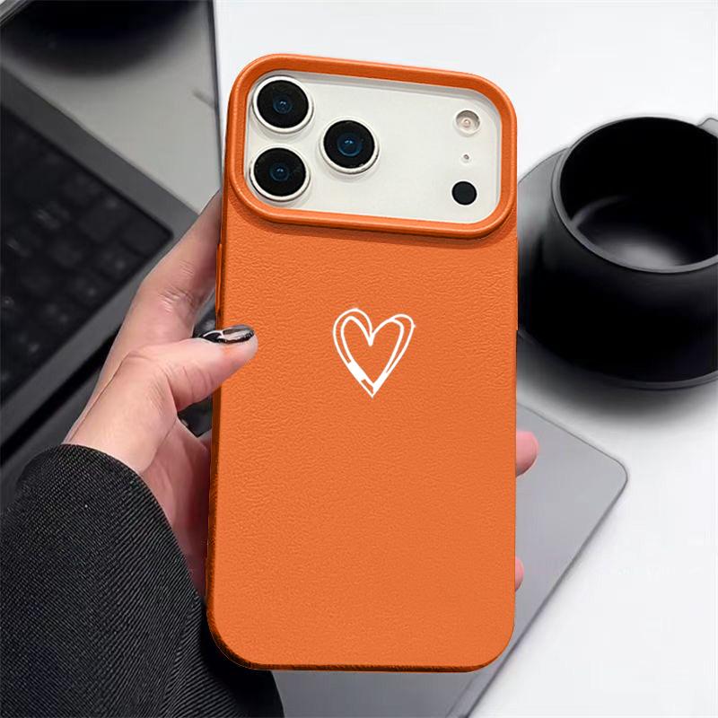 Love Heart Pattern TPU Phone Case For iPhone 17 16e 16 15 Pro Max 14 13 12 Pro Max 11 Air Soft Leather Texture Silicone Cover