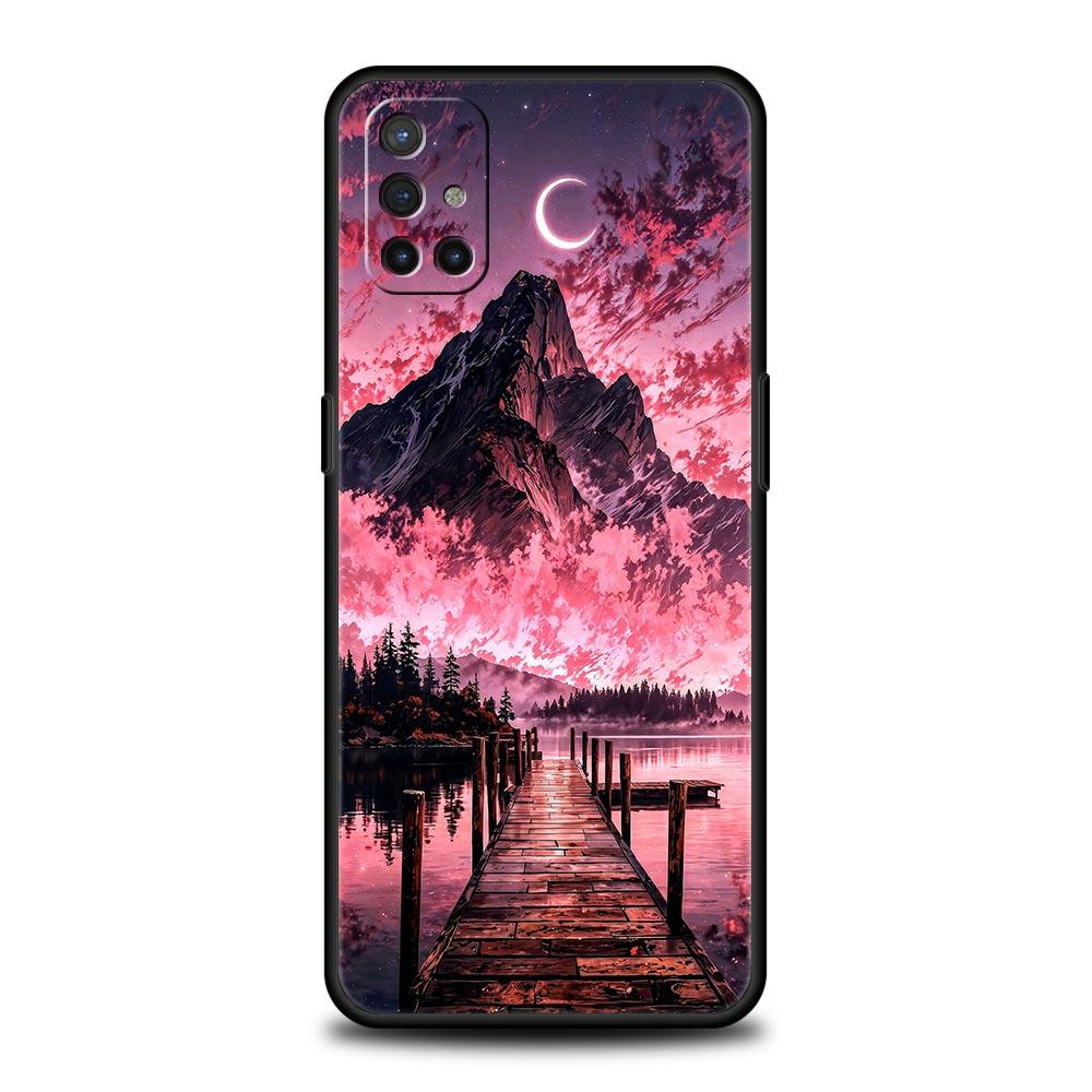 Pink Sunset Mountain Phone Case For Oneplus 13R 13 12R 11 10T 10R Nord N100 N200 N10 10 9 9R 9RT CE 3 2 Z Pro 5G Soft TPU Cover