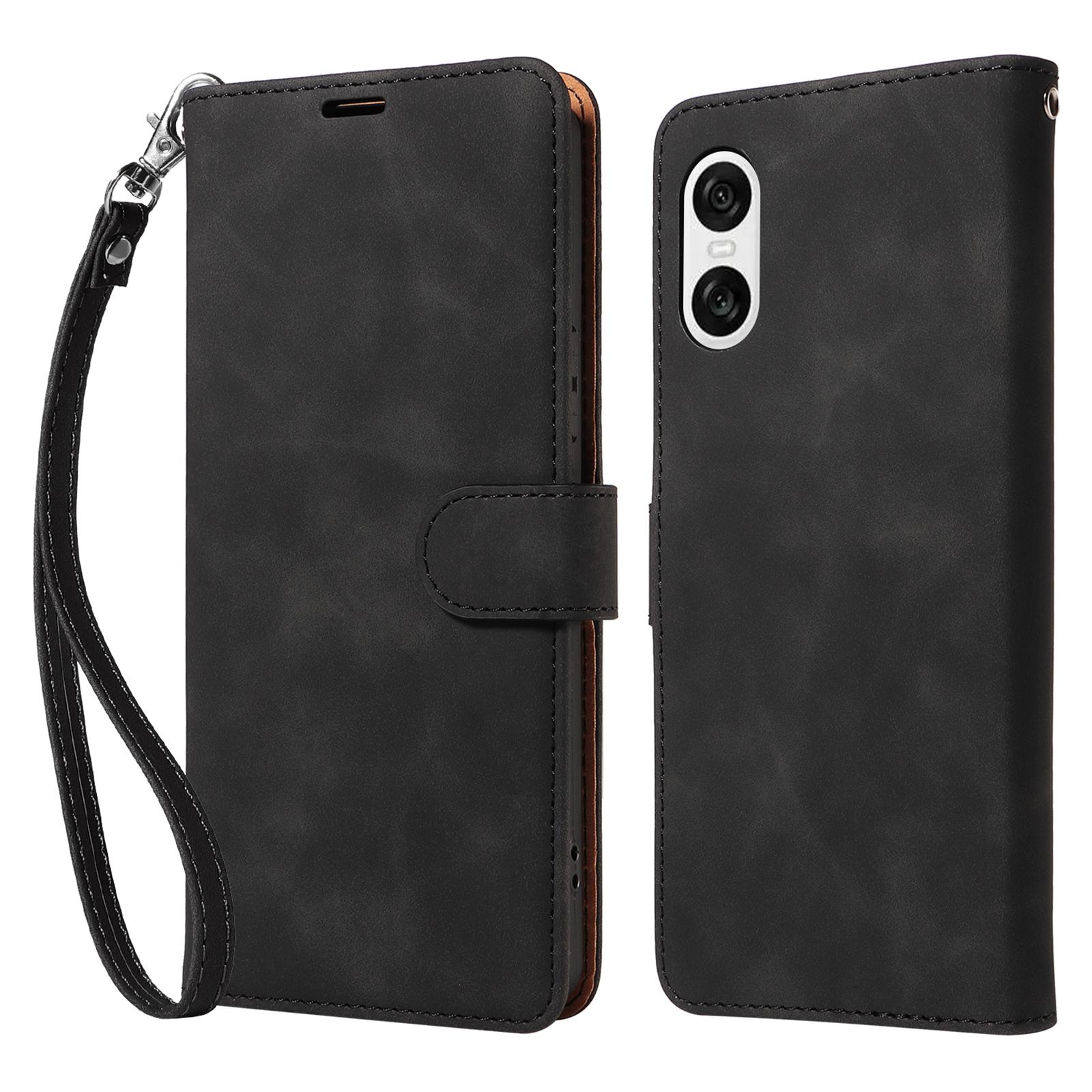 

For Sony Xperia 10 VI Case with Thickened Strap RFID Blocking Wallet Stand Leather Flip Phone Cover B