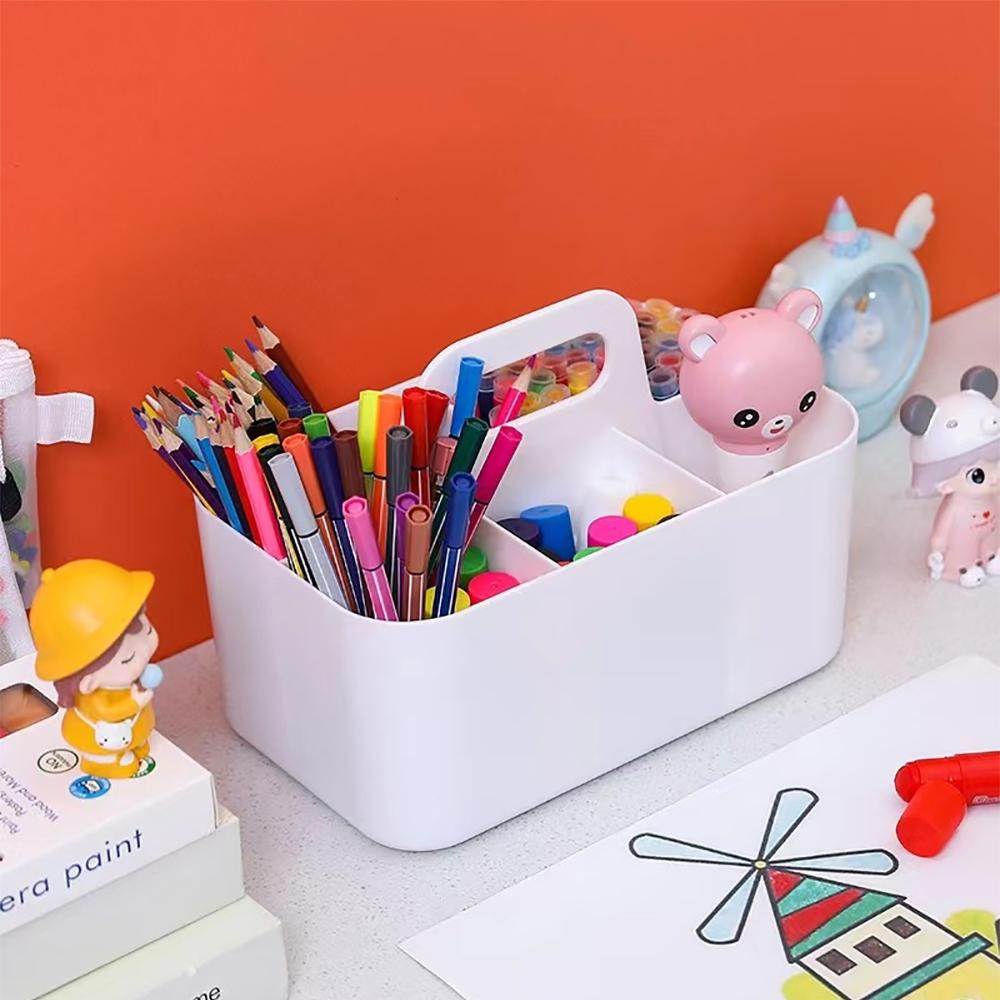 Pen Holder Storage Box Large Capacity Desktop Stationary with Handle Watercolor Marker Caddies Art Supply Storage Holder