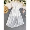 French Socialite Exquisite Refined Grace Small Dress Fancy Party Gathering Small Dress Mesh Stitching Tube Top Dress