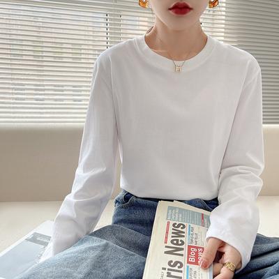 Women's Couple T-shirt Tops Loose Long Sleeve Bottoming Shirt Autumn Models White Cotton Body Shirts Cotton