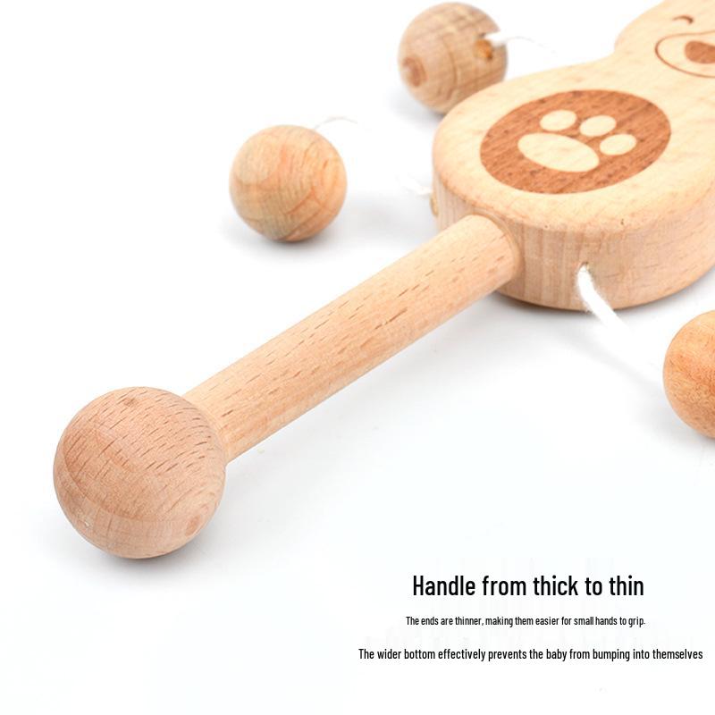 Zornăitoare senzorială din lemn pentru bebeluși: Jucărie de dentiție nevopsită pentru copii mici