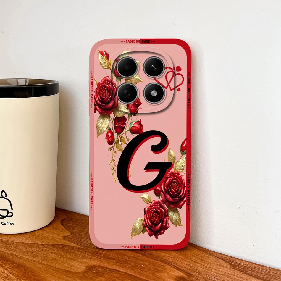 Case For Poco M8 Pro / Poco M5 M5S Fashion Rose Letters Soft Liquid Silicone Phone Shell For Poco M 8 M 5 Lightweight Funda