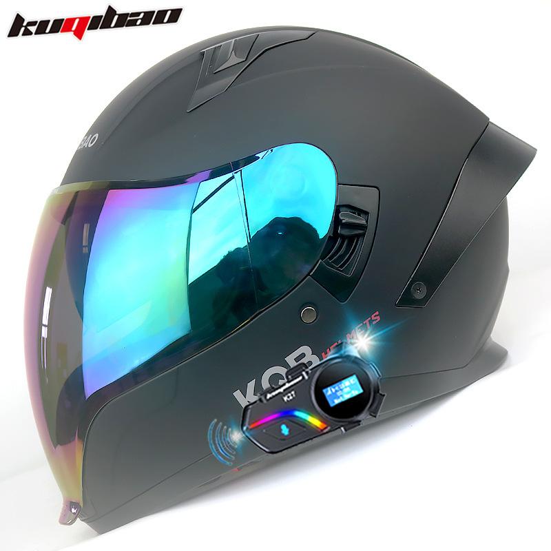 Double Lens Motorcycle Helmet Full Helmet Drinking Water Lightweight Four Seasons Ghost Face Helmet with Bluetooth