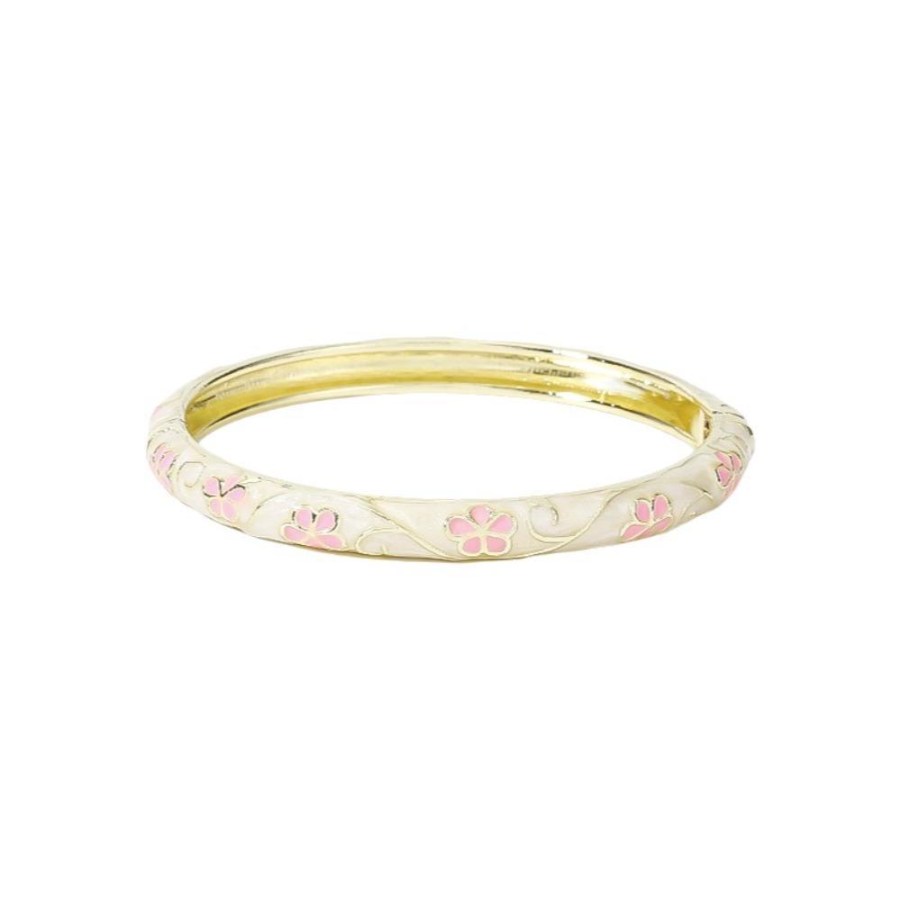 Enamel Flower Bangle Colorful Women's Hand Bracelet Vintage Cloisonne Bangle  Jewelry Gifts