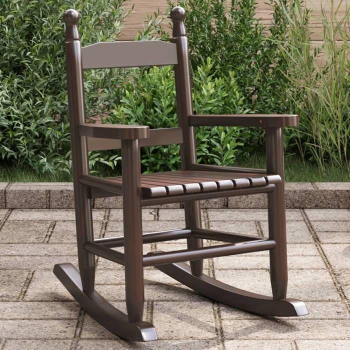 VidaXL Chaise à bascule enfants marron bois de peuplier massif, fauteuil à bascule, chaise à bascule d'extérieur, chaise à 4008880