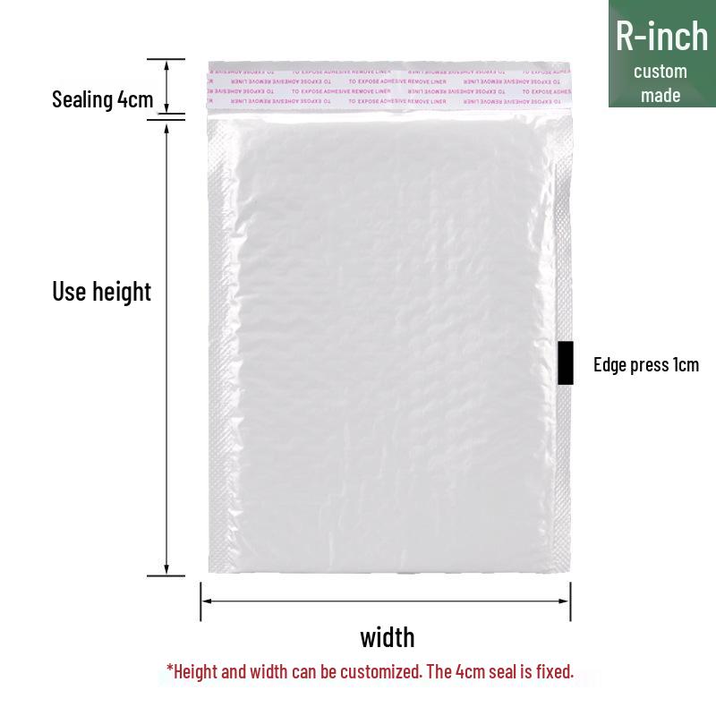 White Pearlescent Bubble Envelope: Waterproof, Shockproof Packaging for Clothing and Logistics.