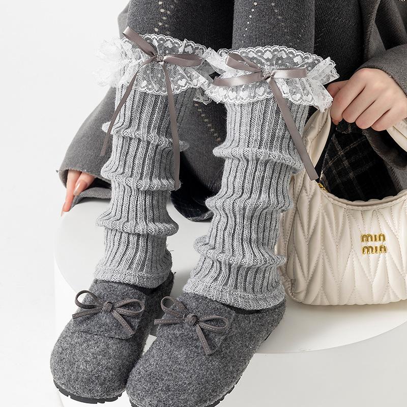 Boots Cotton Ballet Socks Cover Spring And Autumn Lolita Bow Sweet Lace Stacking Socks Leg Warmer