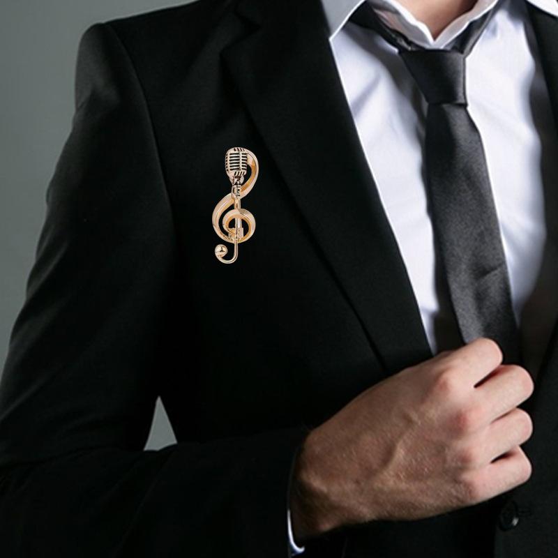 Music Note Microphone Brooches Fashion Metal Pins Special Badge for Women Men Student Musician Backpack Lapel Pin Jewelry