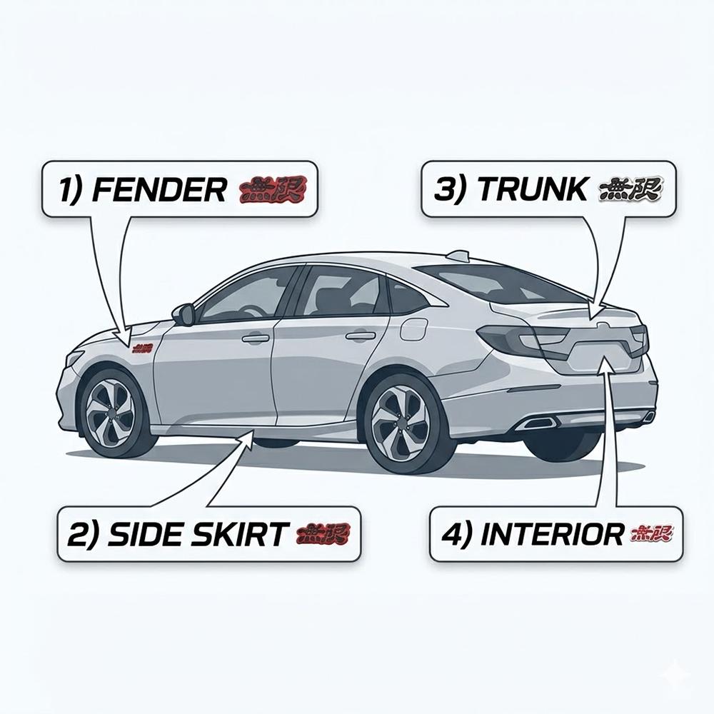 1pc 3D Metal Car Styling Logo Mugen Power Sticker Emblem Rear Badge Chrome Decal For Car Trunk For Honda Civic Accord CRV
