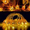 Halloween 20/40/80LED String Lights USB+Battery-Powered Spooky Pumpkin Lanterns Fairy Lights Outdoor Home Party Decorations