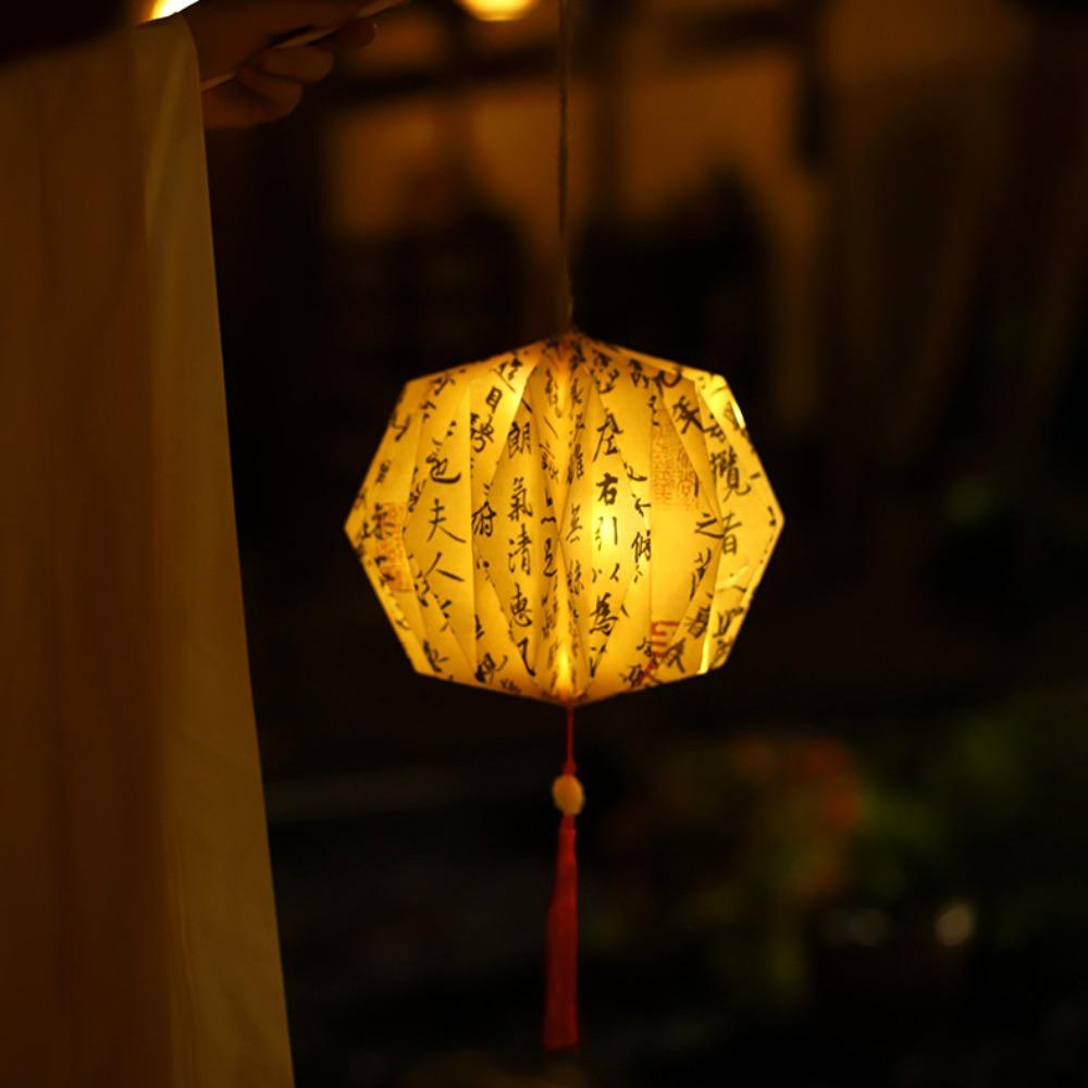 Chinese DIY Lantern Ornament Portable Calligraphy Lotus Lantern  Celebration Party