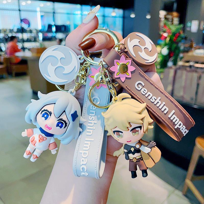 Portachiavi in ​​silicone con simpatico personaggio di Genshin Impact, adorabile statuetta in PVC per borse e telefoni.