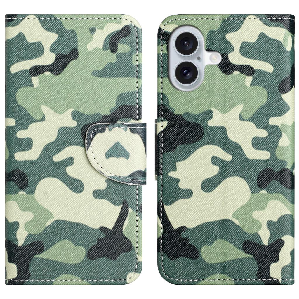 For iPhone 16 Plus Case Pattern Printing Cross Texture Phone Leather Cover