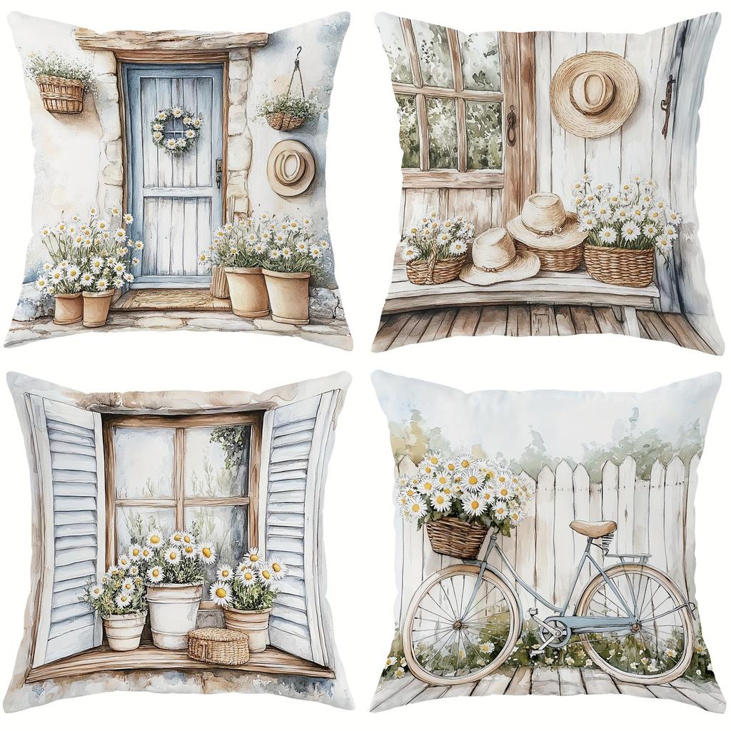 Vibrant Wildflower & Butterfly PillowcasesLiving Room Sofa Cushion Cover, Soft and Comfortable, Bedroom Room Decoration