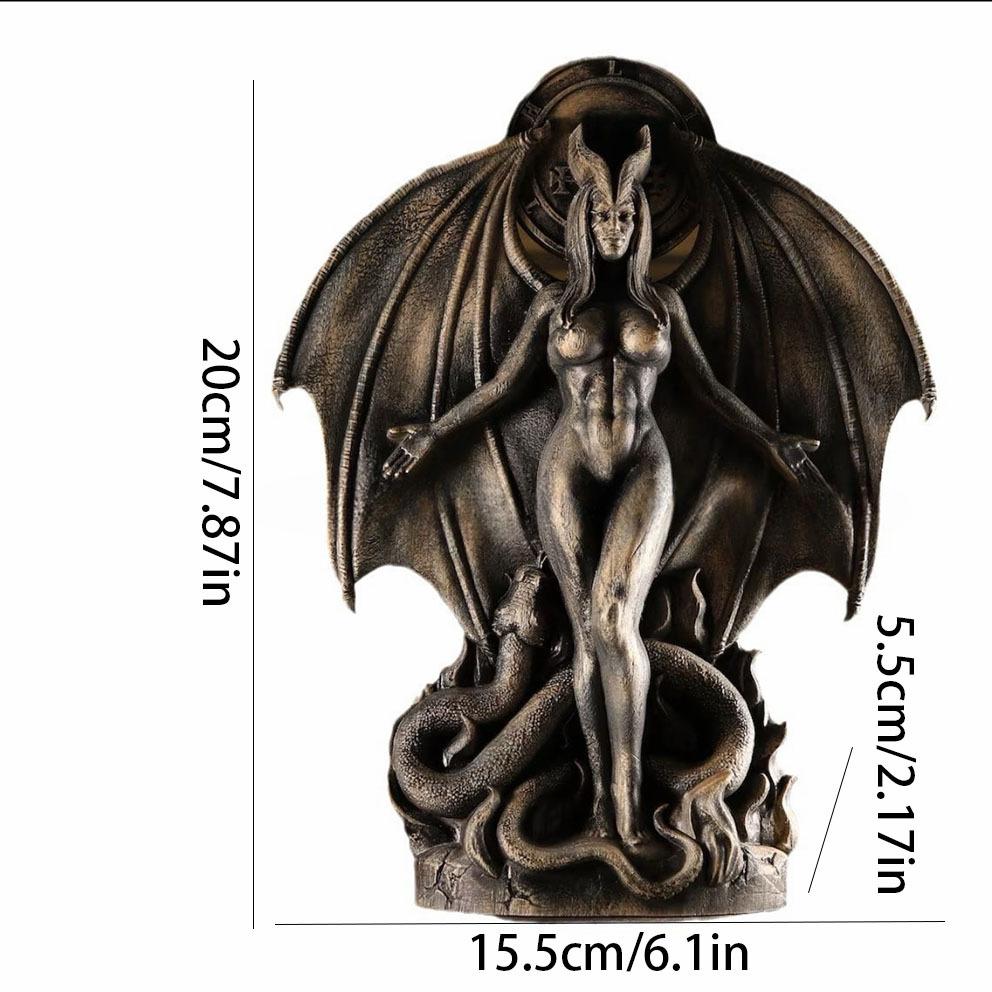 "Lilith & Inanna Statue - Gotische Harzfigurine, Halloween Heimdeko mit okkulter Symbolik, Dunkles Altarstück" (20 cm)"