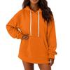Women's Solid Color Long Sleeved Loose Casual Mid Length Pullover Hoodie Sweatshirt