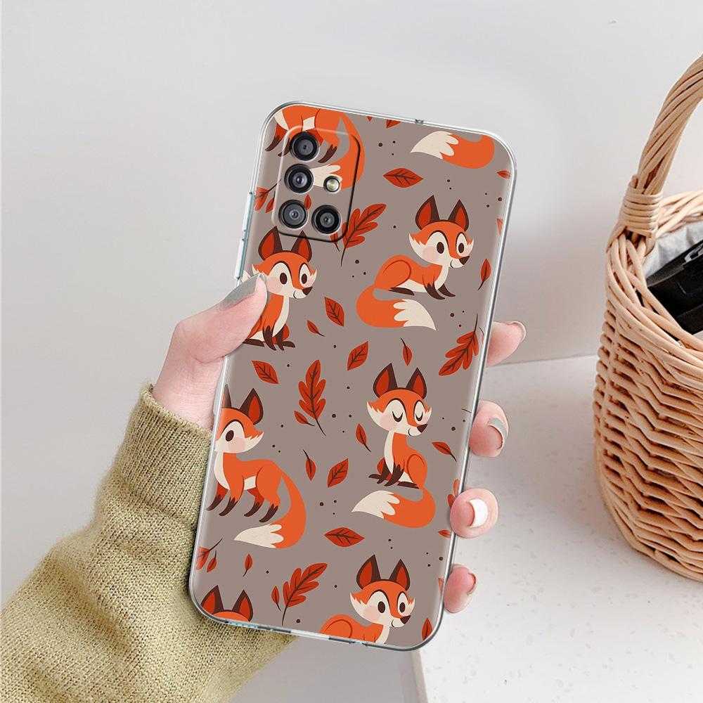 Cute cartoon animal fox Phone Case For Samsung Galaxy A51 A71 A21S A12 A11 A31 A41 A52 A32 5G A72 A01 A50 A70 Soft Clear Cover