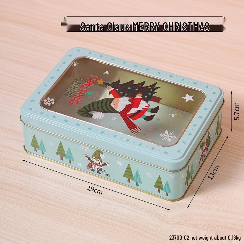 Christmas Rectangular Tin Skylight Box for Candies and Cookies - Children's Decorative Empty Gift Storage Box