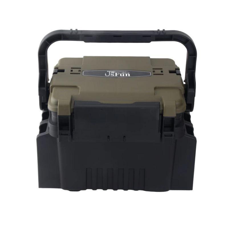Fishing Tackle Box Set: Includes Large Capacity Storage Box, Rod Holder, Cup Holder, and Lure Storage.